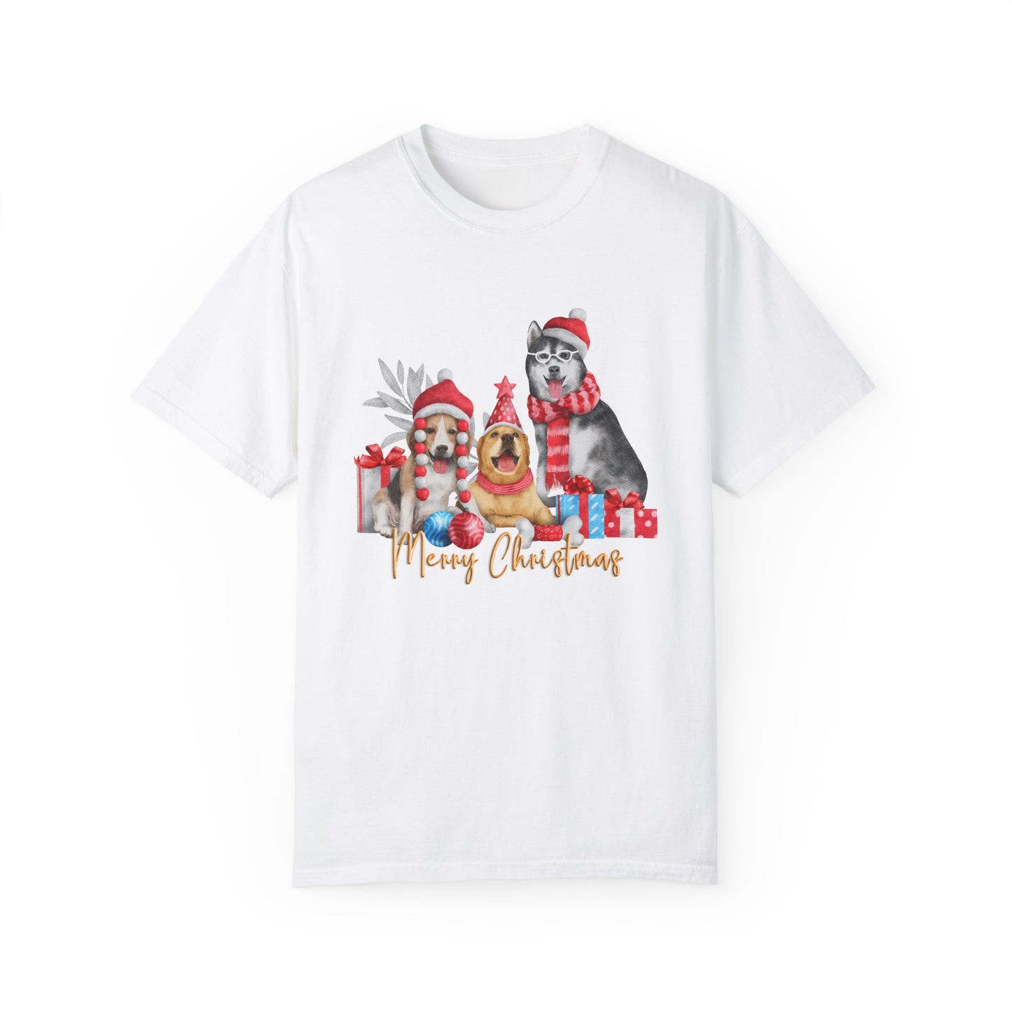 Dogs, Merry Christmas - Unisex Garment-Dyed T-shirt - 10284