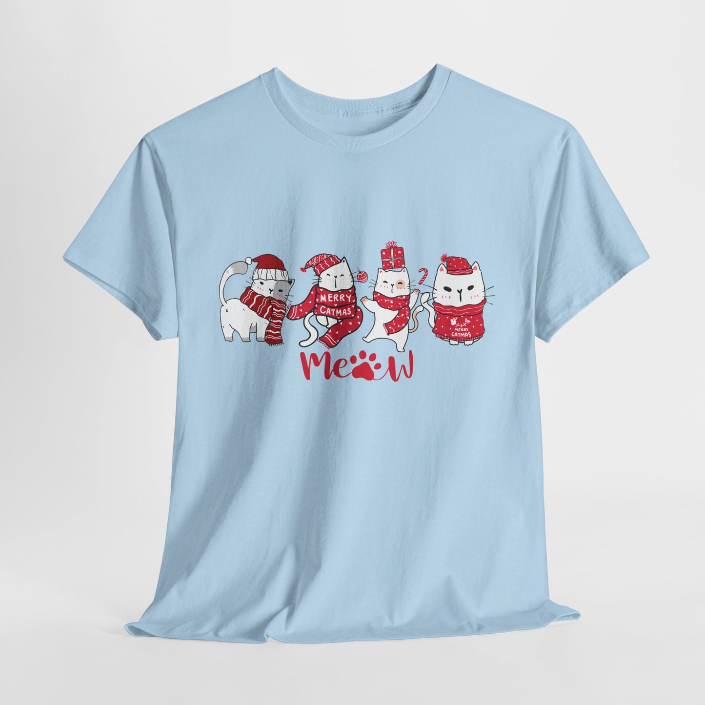 Cats, Merry Christmas - Unisex Heavy Cotton Tee - 10075