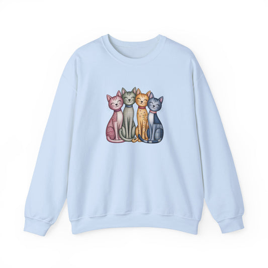 Happy Cats Illustration Sweatshirt – Colorful Cat Art Crewneck - 14770