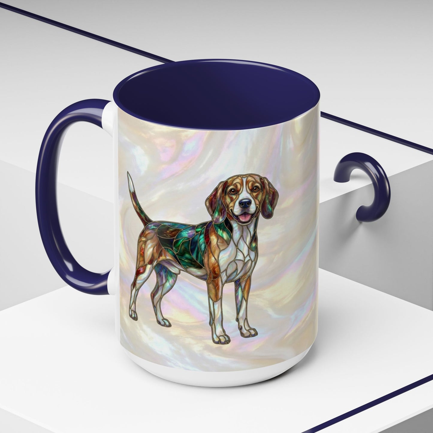 Beagle Accent Coffee Mug — Stained Glass Design (11/15oz) - 14615