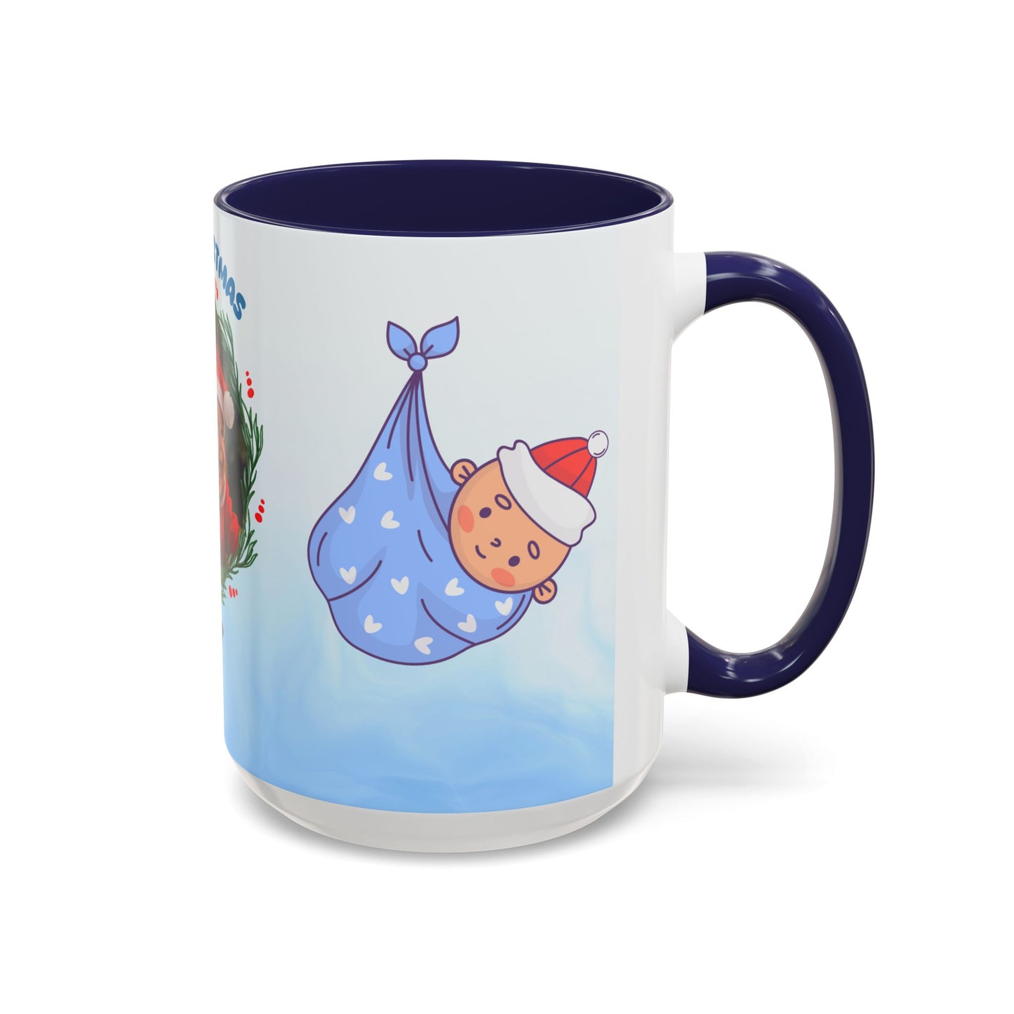 First Christmas, Baby Boy, Customizable - Accent Coffee Mug (11, 15oz) - 10073