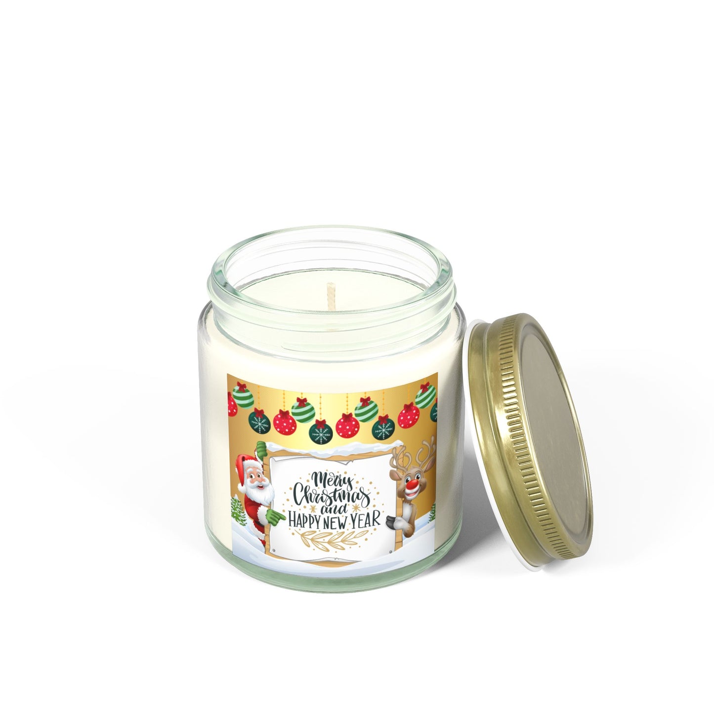 Merry Christmas, Happy New Year - Scented Candles, Coconut Apricot Wax (4oz, 9oz)