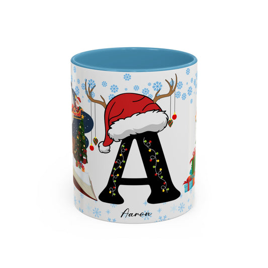 Christmas Letter A for Aaron, Customizable - Accent Coffee Mug (11, 15oz)