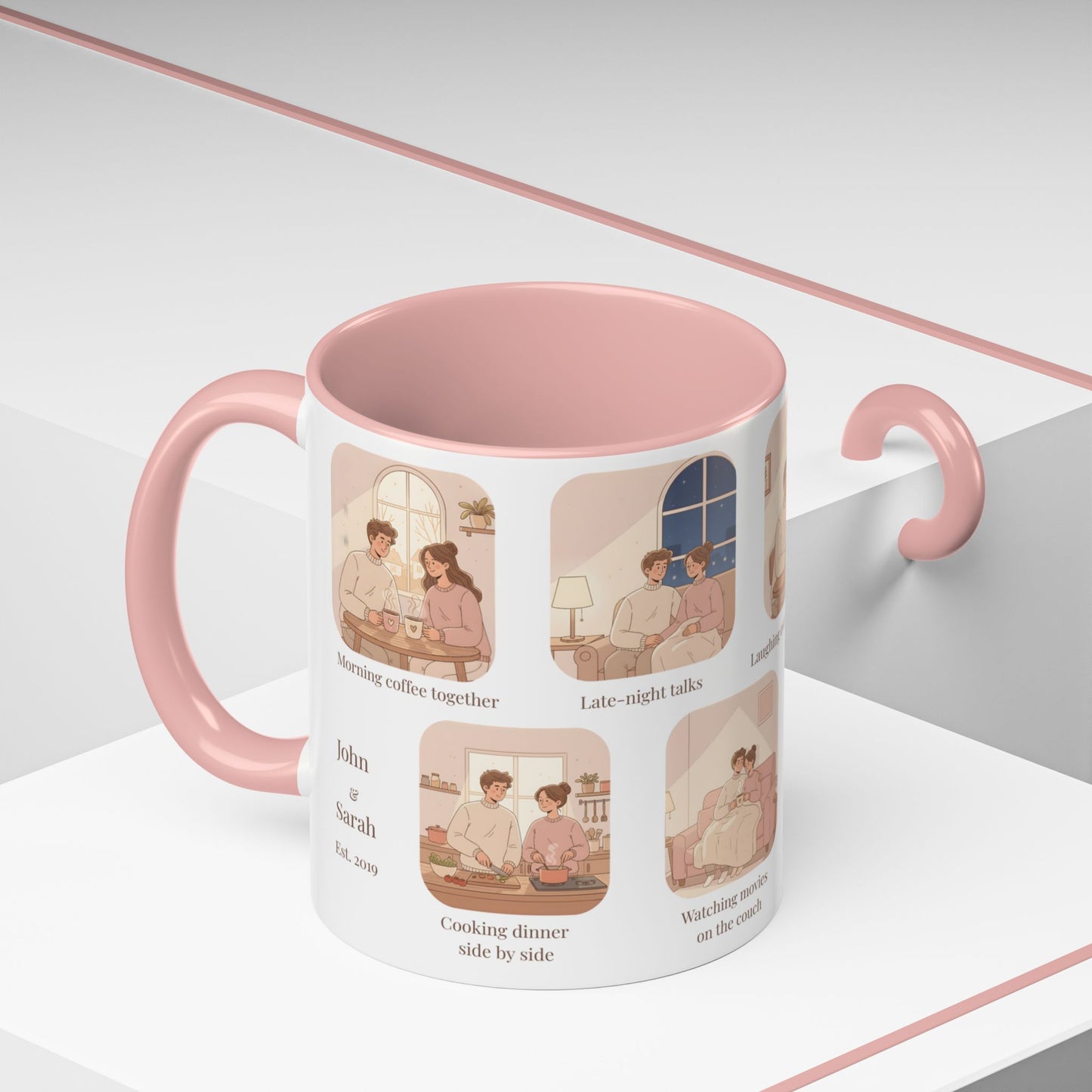 Our Favorite Things to Do Valentine’s Mug – Cozy Couples Illustrated Accent Coffee Mug - 14701