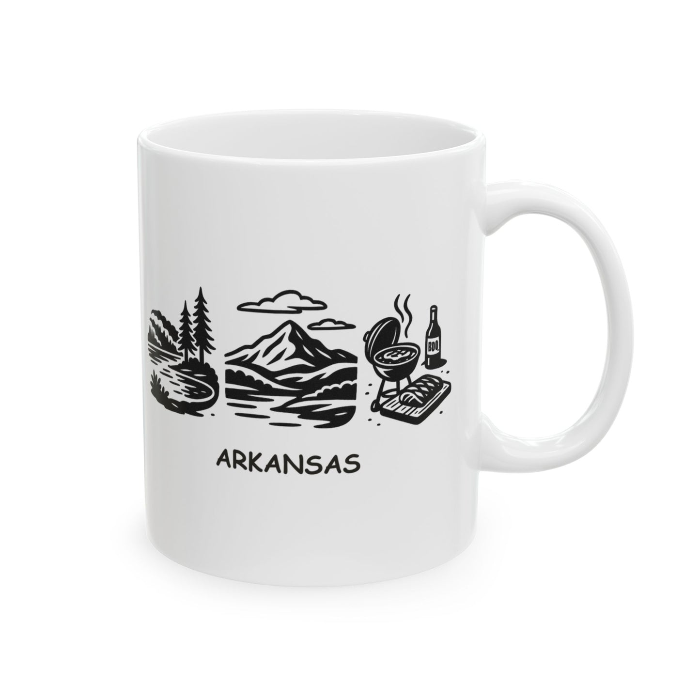 "In Arkansas, you’re never too far from a lake, a mountain, or a BBQ joint." Ceramic Mug - 13368