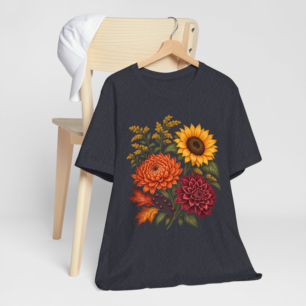 Autumn Wildflower Bouquet T-Shirt, Vintage Botanical Floral Tee - 14565