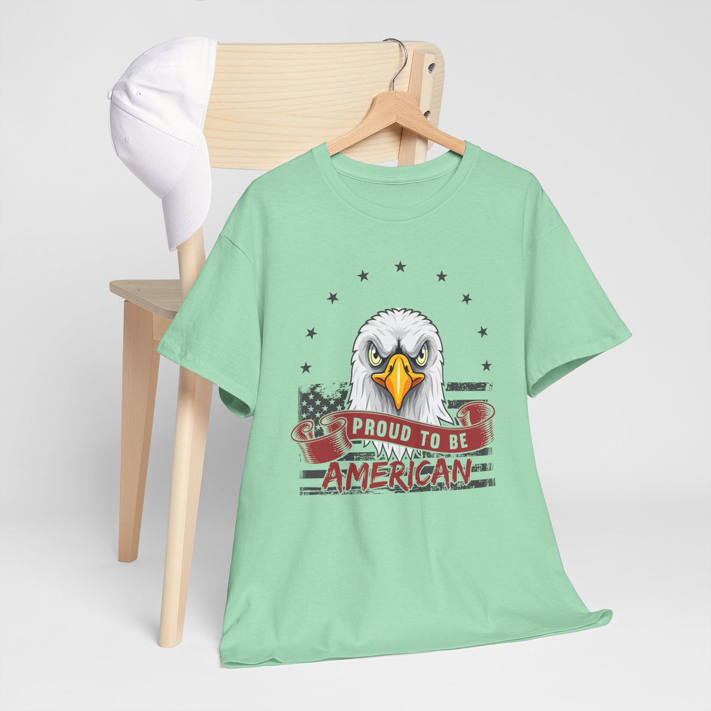 Proud to Be American Tee, Patriotic T-Shirt, USA Pride Shirt, Eagle Graphic Tee, Independence Day Gift, 4th of July Apparel - 13785