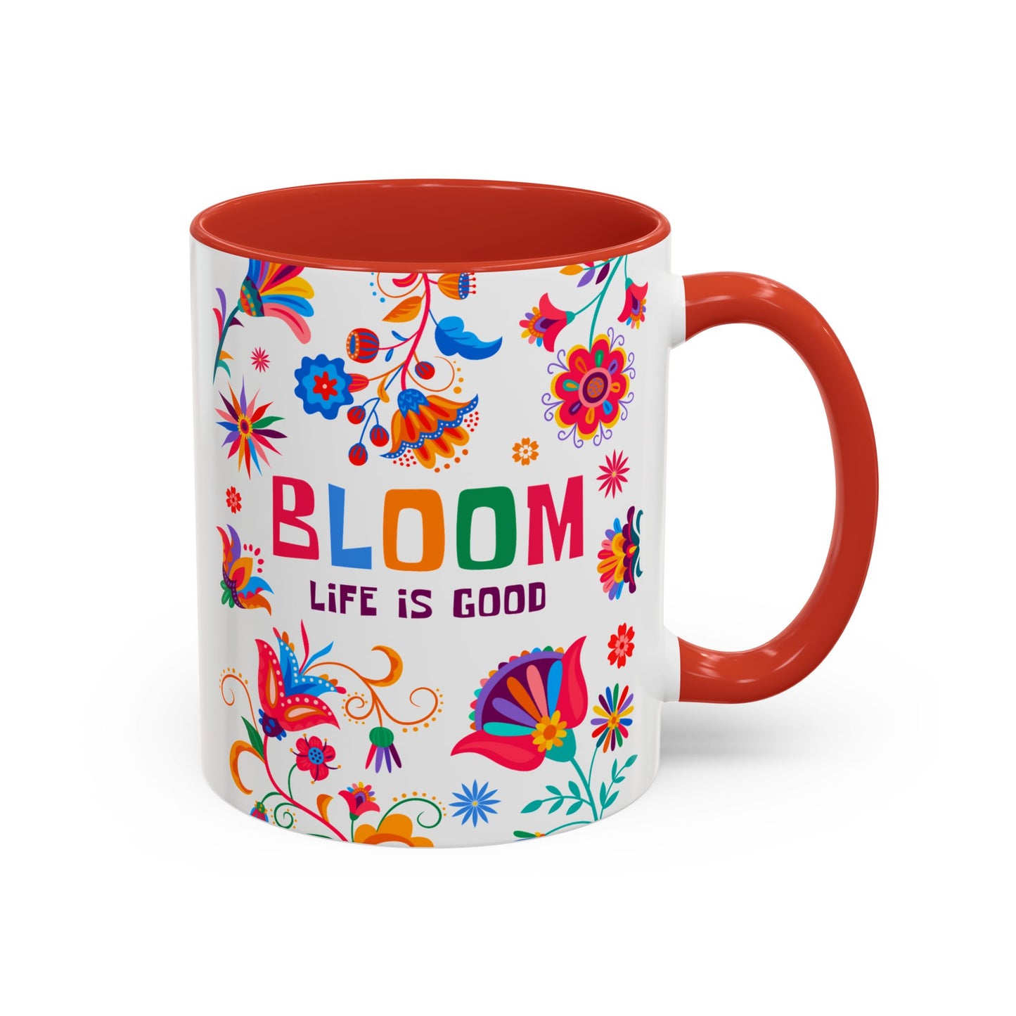 Colorful Floral Accent Coffee Mug - Bloom Life is Good - 14082