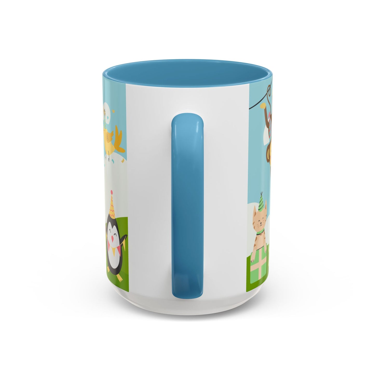 Cute Animals, Happy Birthday, Name Customizable - Accent Coffee Mug (11, 15oz) - 11140