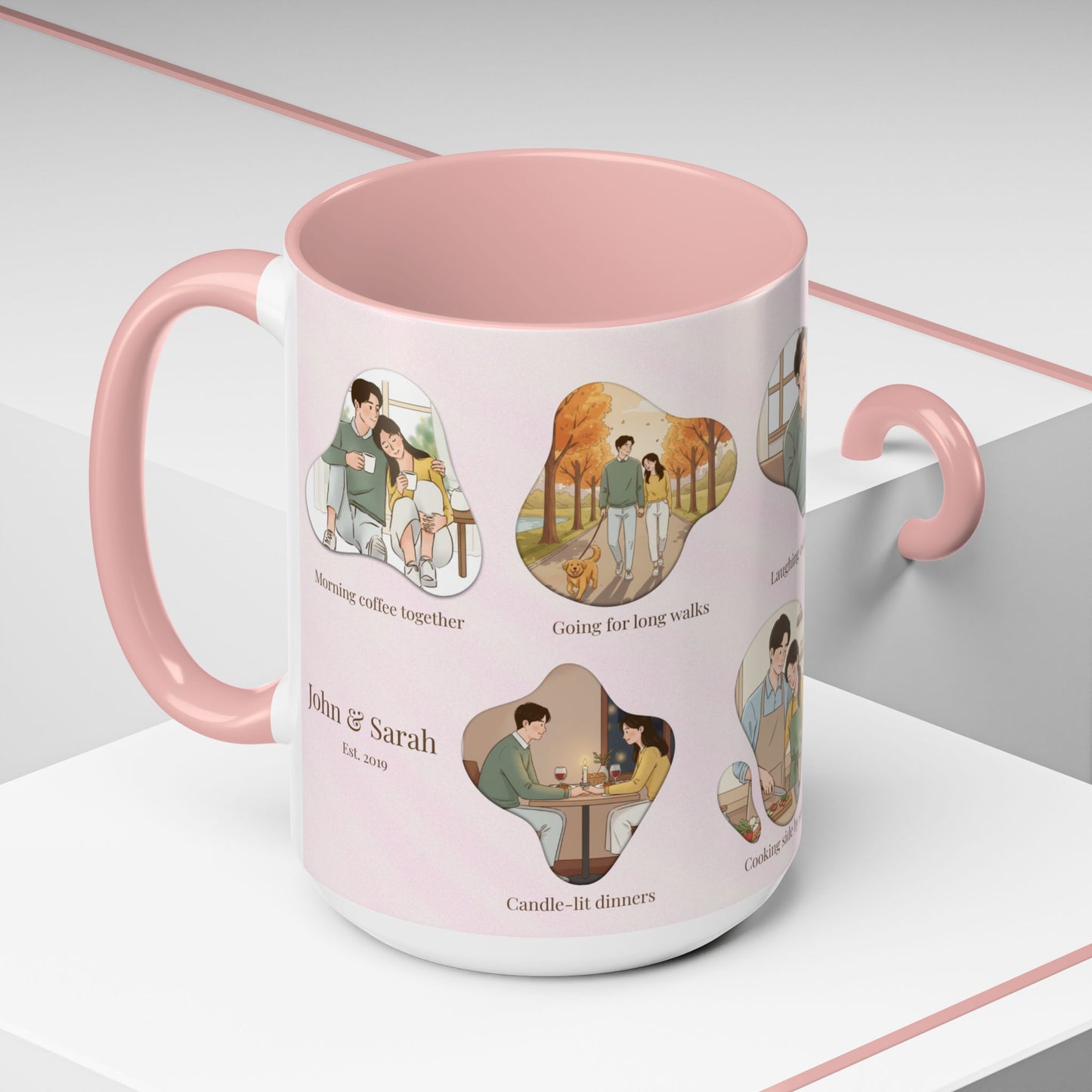Our Favorite Things to Do Valentine’s Mug – Cozy Couples Illustrated Accent Coffee Mug - 14703