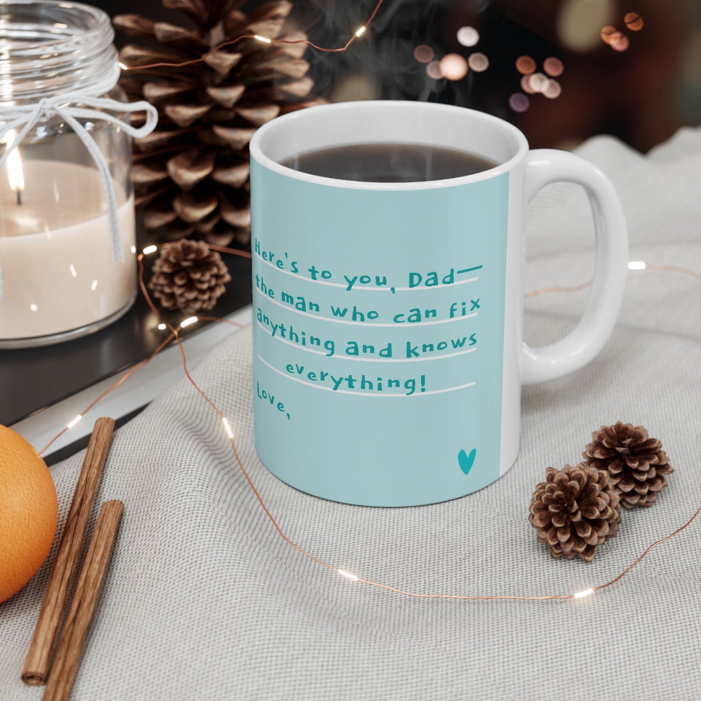 Personalized Father's Day Mug, Gift for Dad, Custom Ceramic Cup for Him, Coffee Lover Present, Heartfelt Message - 14032