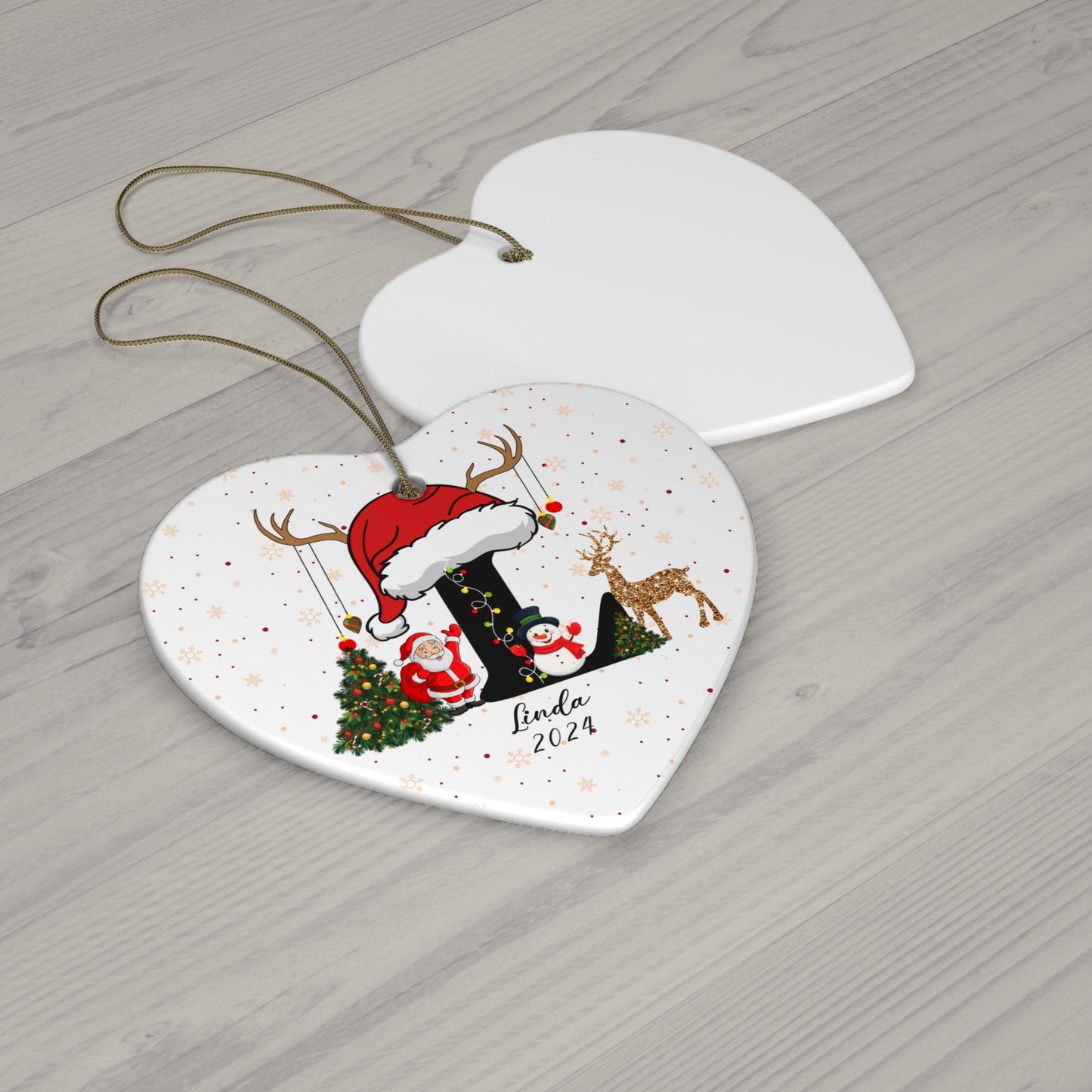 Christmas Letters With Names, Customizable - Ceramic Ornament, 4 Shapes - 10035