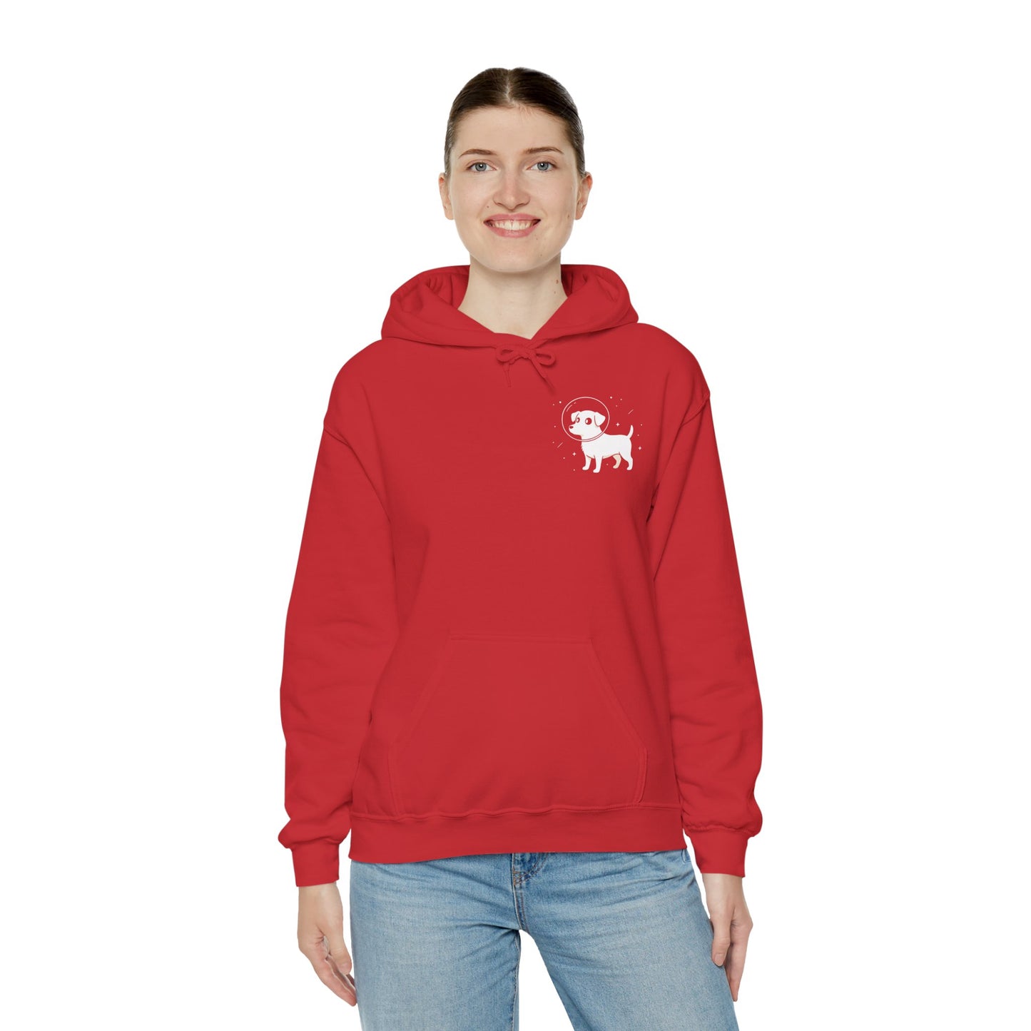 Dog in Space Hoodie – Space Puppy Graphic Hooded Sweatshirt, Unisex Heavy Blend™ - 14679