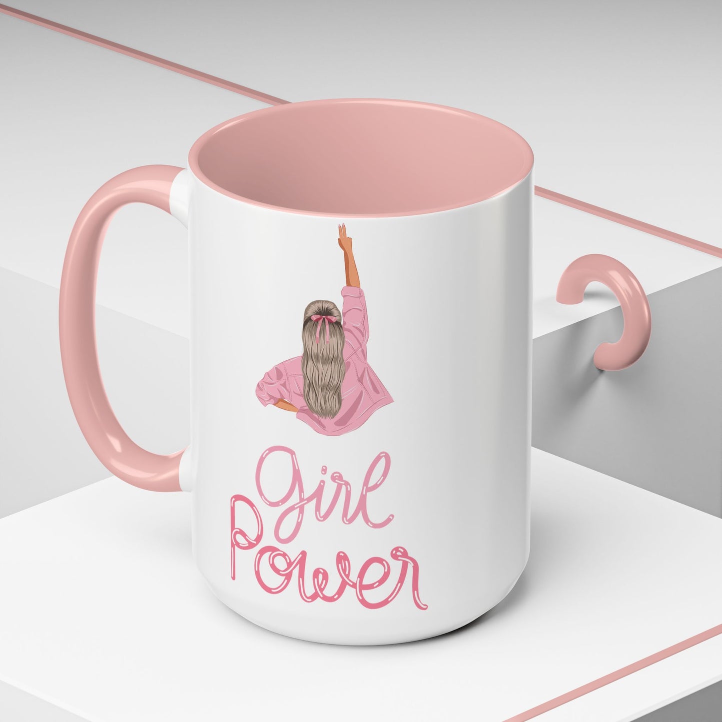 Girl Power Accent Coffee Mug - Inspirational Gift for Women, Motivational Drinkware, Empowerment, Birthday, Self-Care - 14076