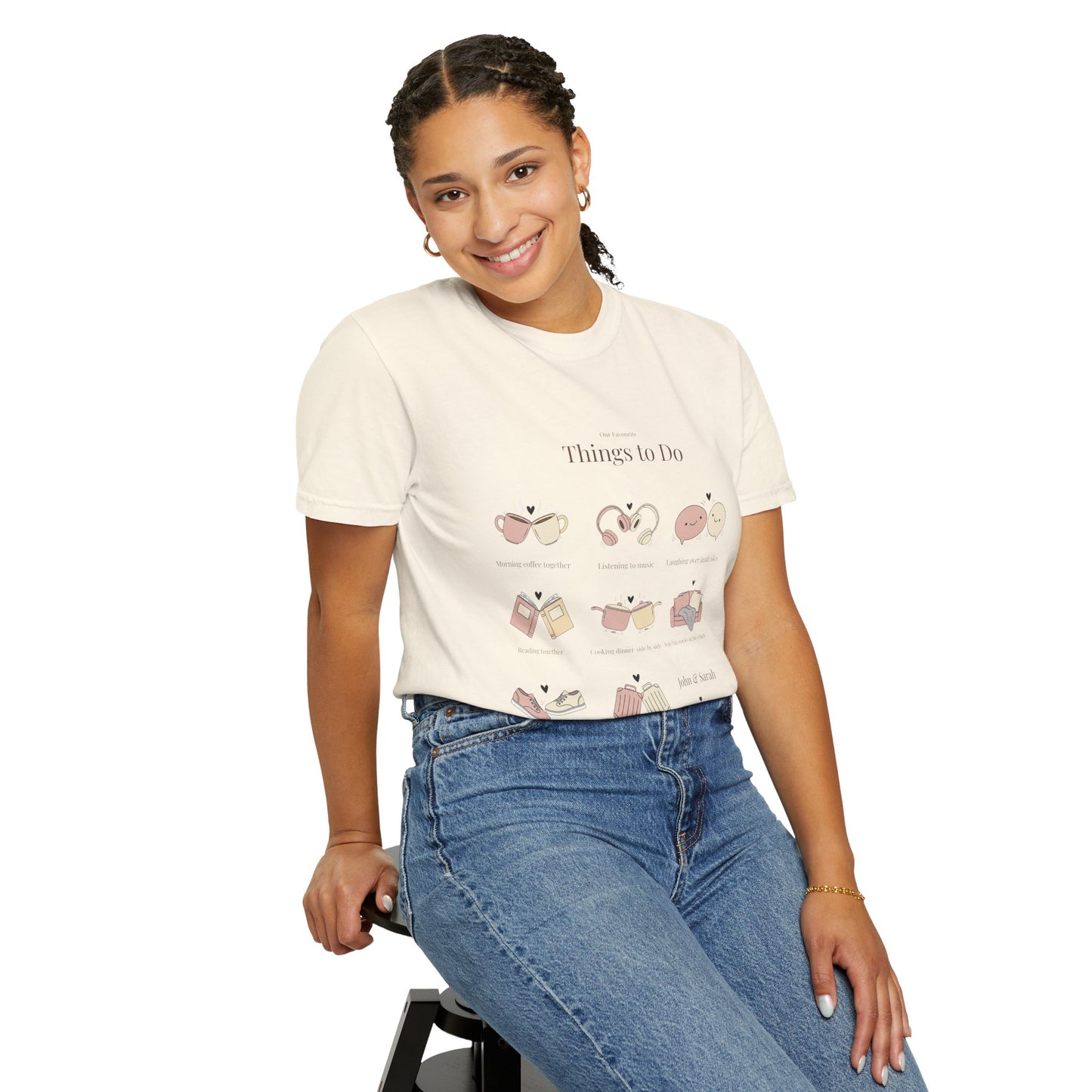 Our Favourite Things to Do Together – Personalised Valentine’s Illustration T-Shirt Gift - 14720