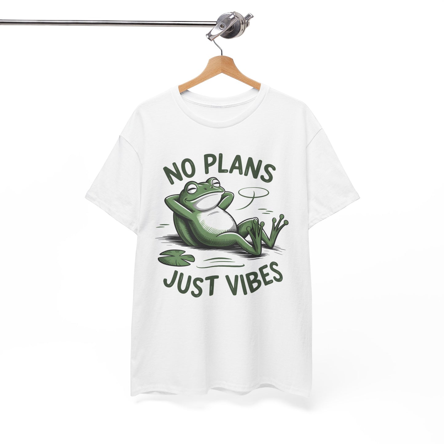 Funny Frog T-Shirt – “No Plans Just Vibes” Relaxed Graphic Tee - 14857
