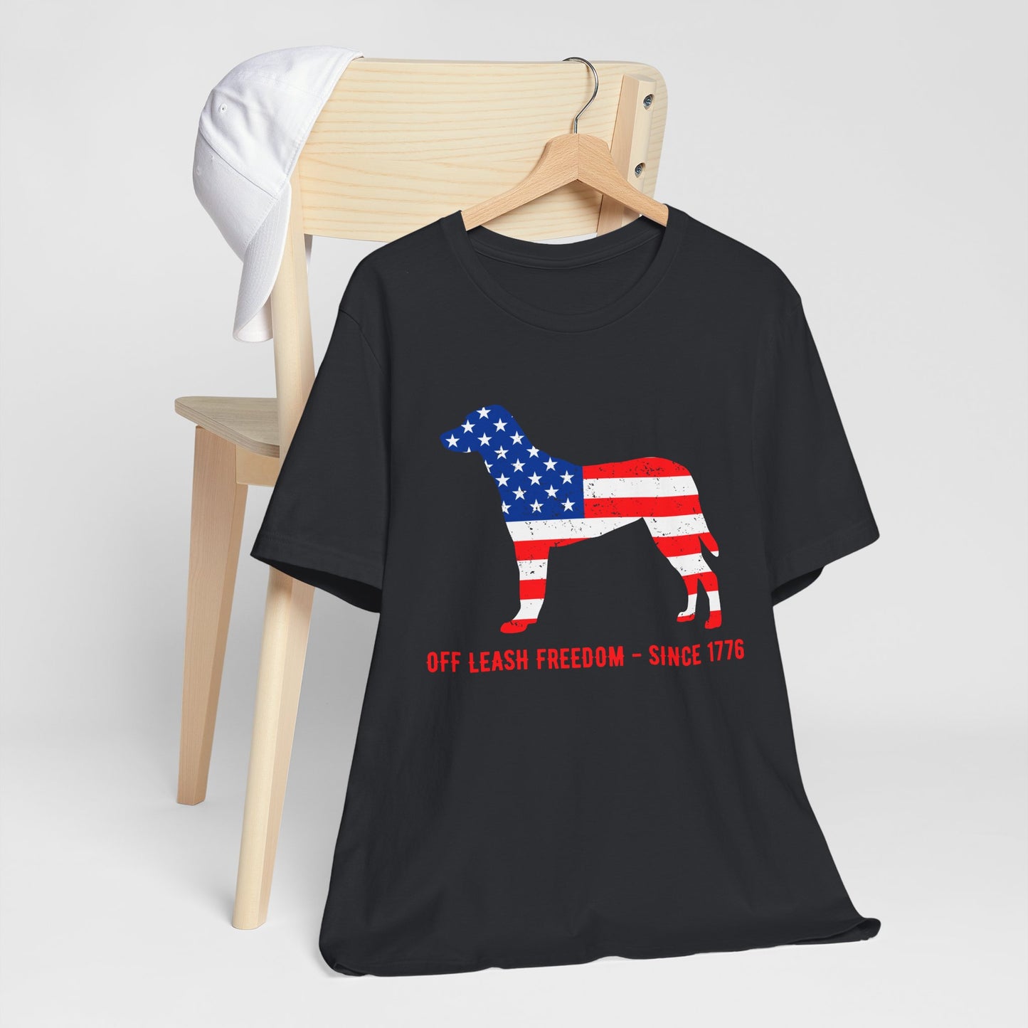 Patriotic Dog Lover Tee | Off Leash Freedom T-shirt, Dog Graphic Shirt, Fourth of July Gift, Casual Wear, Pet Lover Apparel - 13790