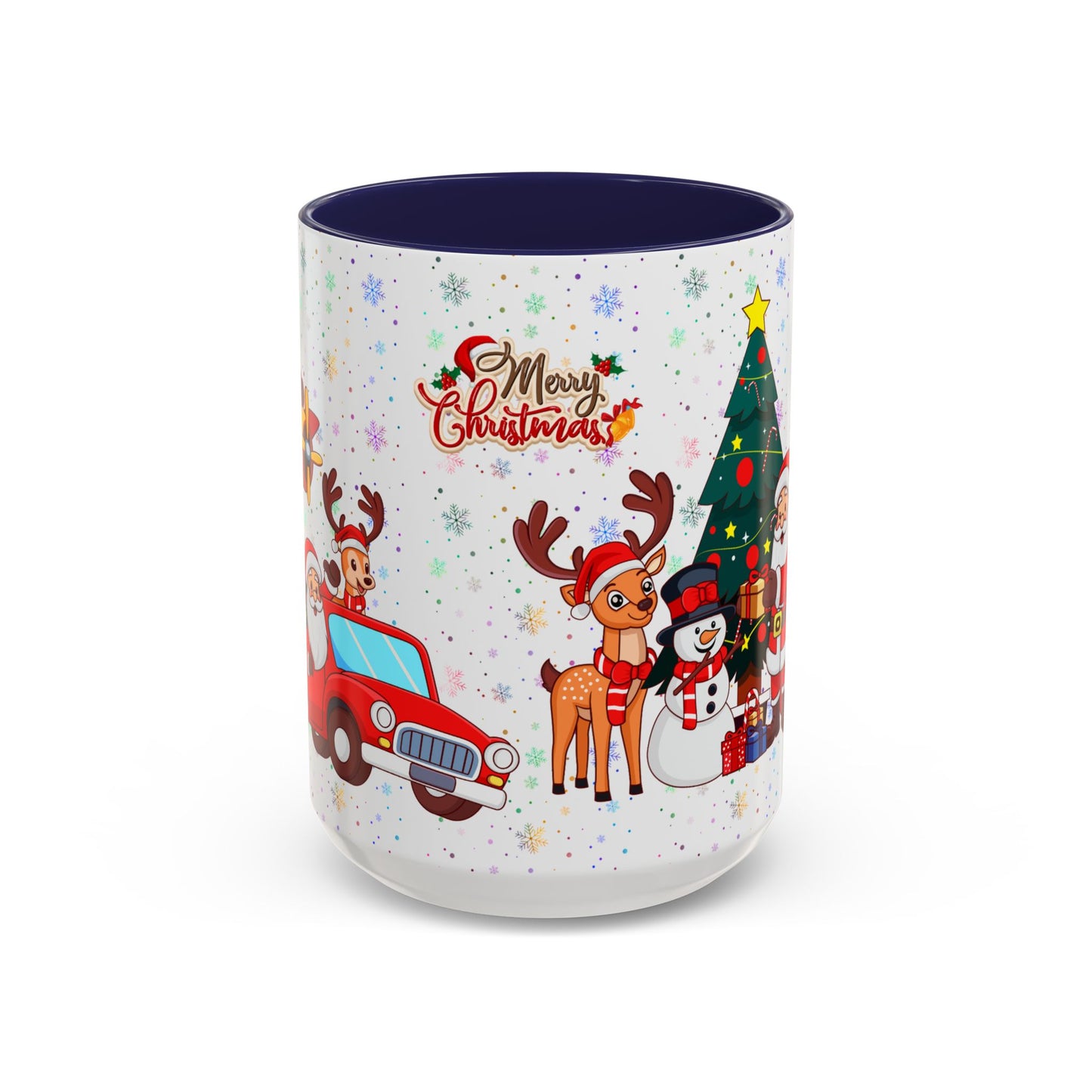 Christmas Party, Santa, Snowman, Reindeer - Accent Coffee Mug (11, 15oz) - 10426