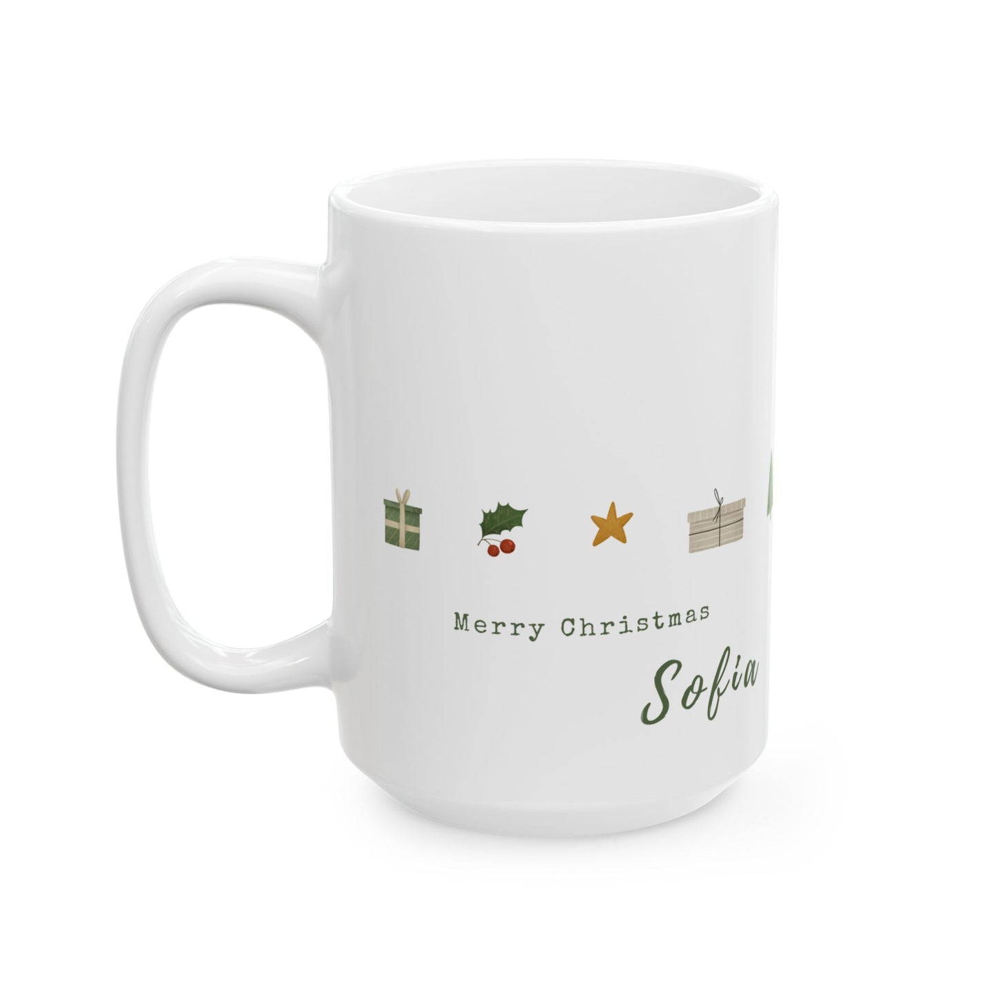 Merry Christmas, Sofia, Name Customizable - Ceramic Mug, (11oz, 15oz) - 11091