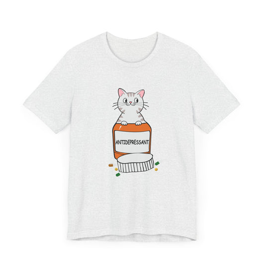 Cat: Antidepressant- Unisex Jersey Short Sleeve Tee