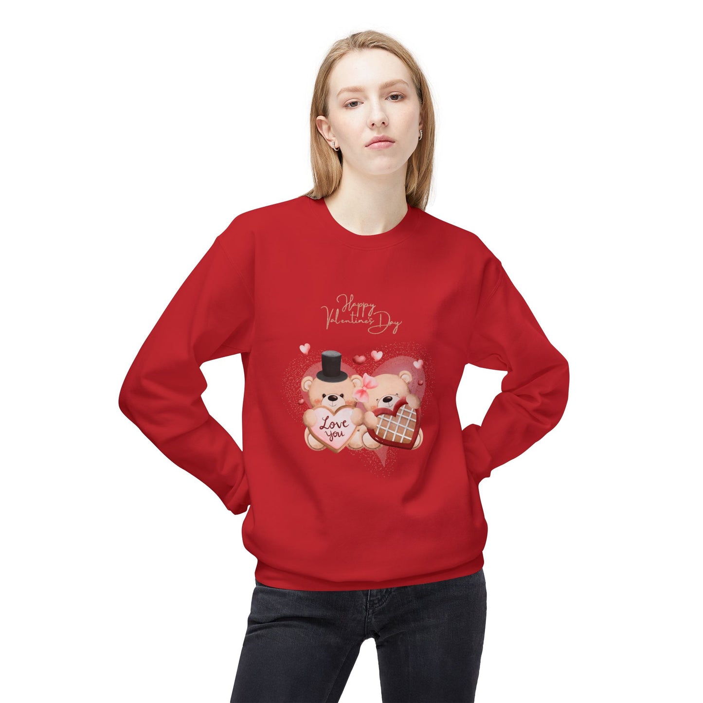 Happy Valentine's Day, Love You - Unisex Midweight Softstyle Fleece Crewneck Sweatshirt - 11024