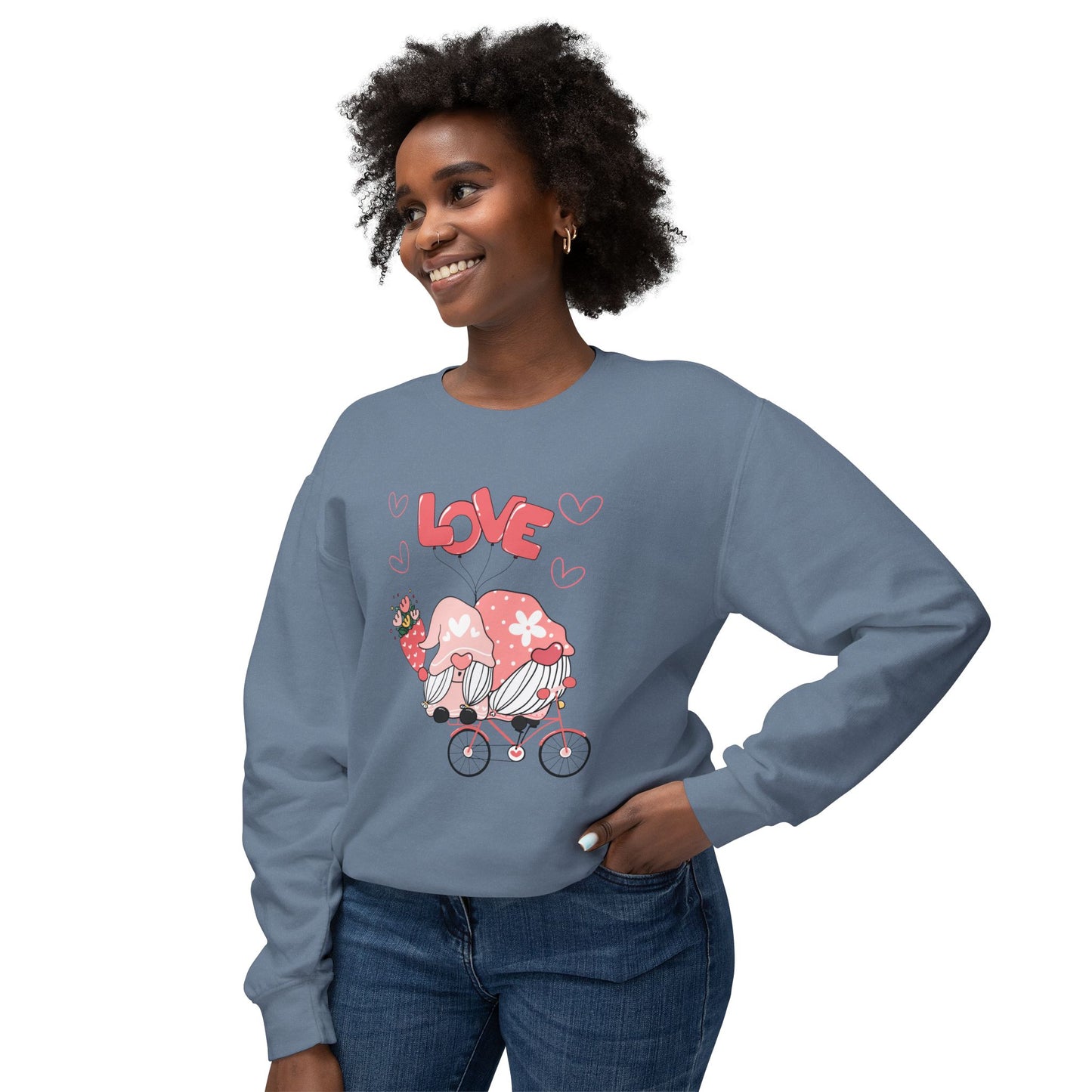 Gnome Couple, Love - Unisex Lightweight Crewneck Sweatshirt - 11027