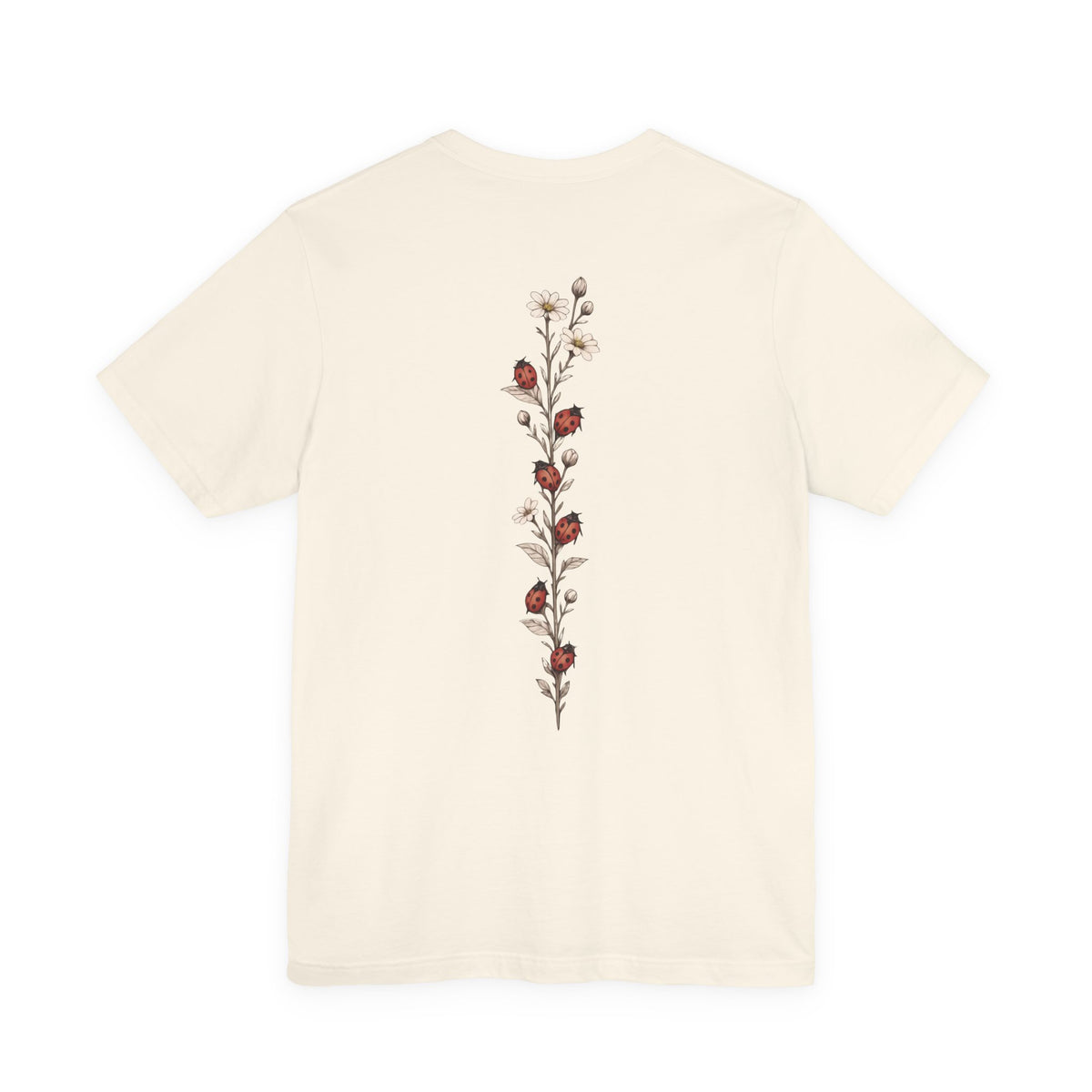 Daisy & Ladybug Floral T-Shirt, Minimal Wildflower Pocket Graphic Tee - 14963