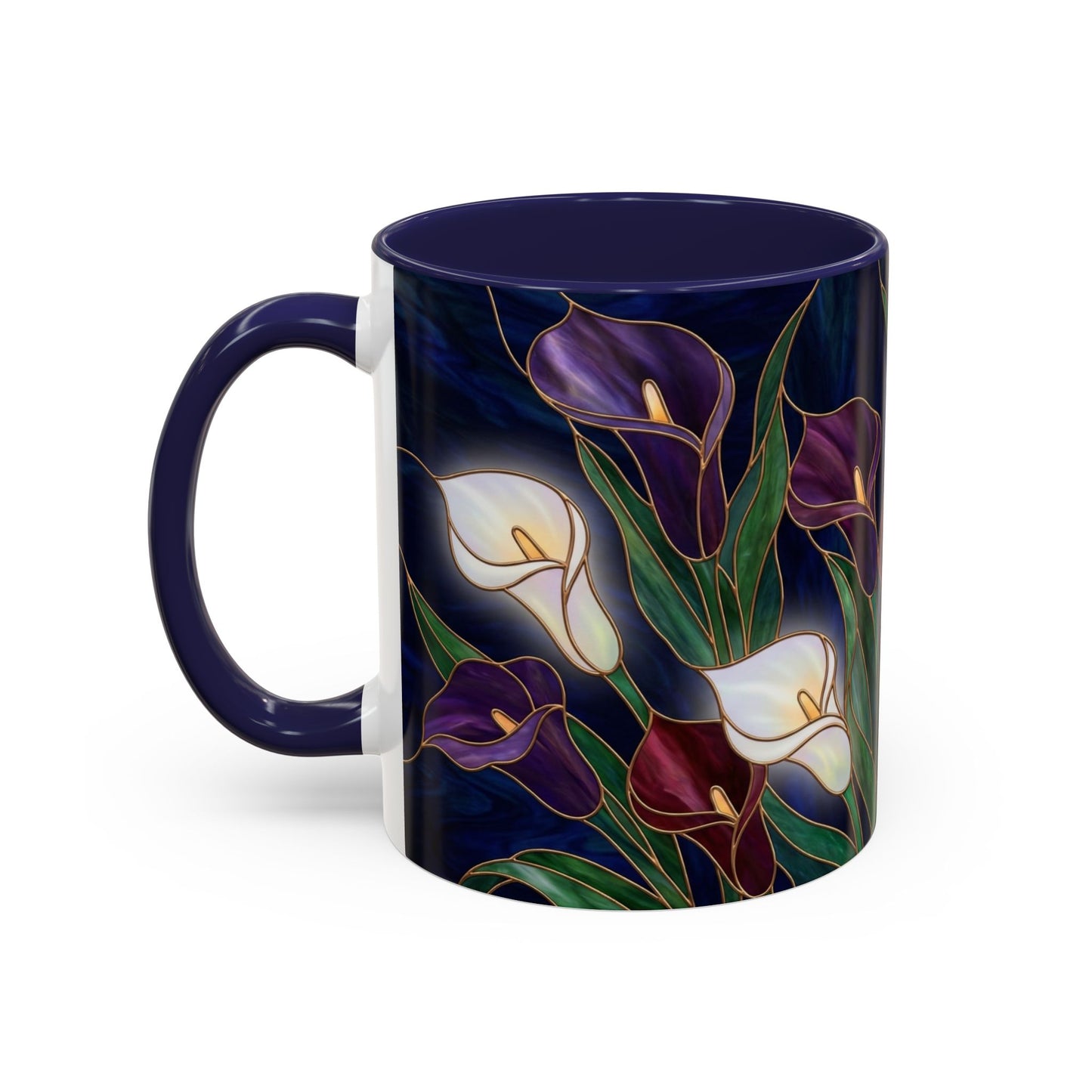 Calla Lily Floral Coffee Mug — Stained Glass Design (11/15oz) - 14557