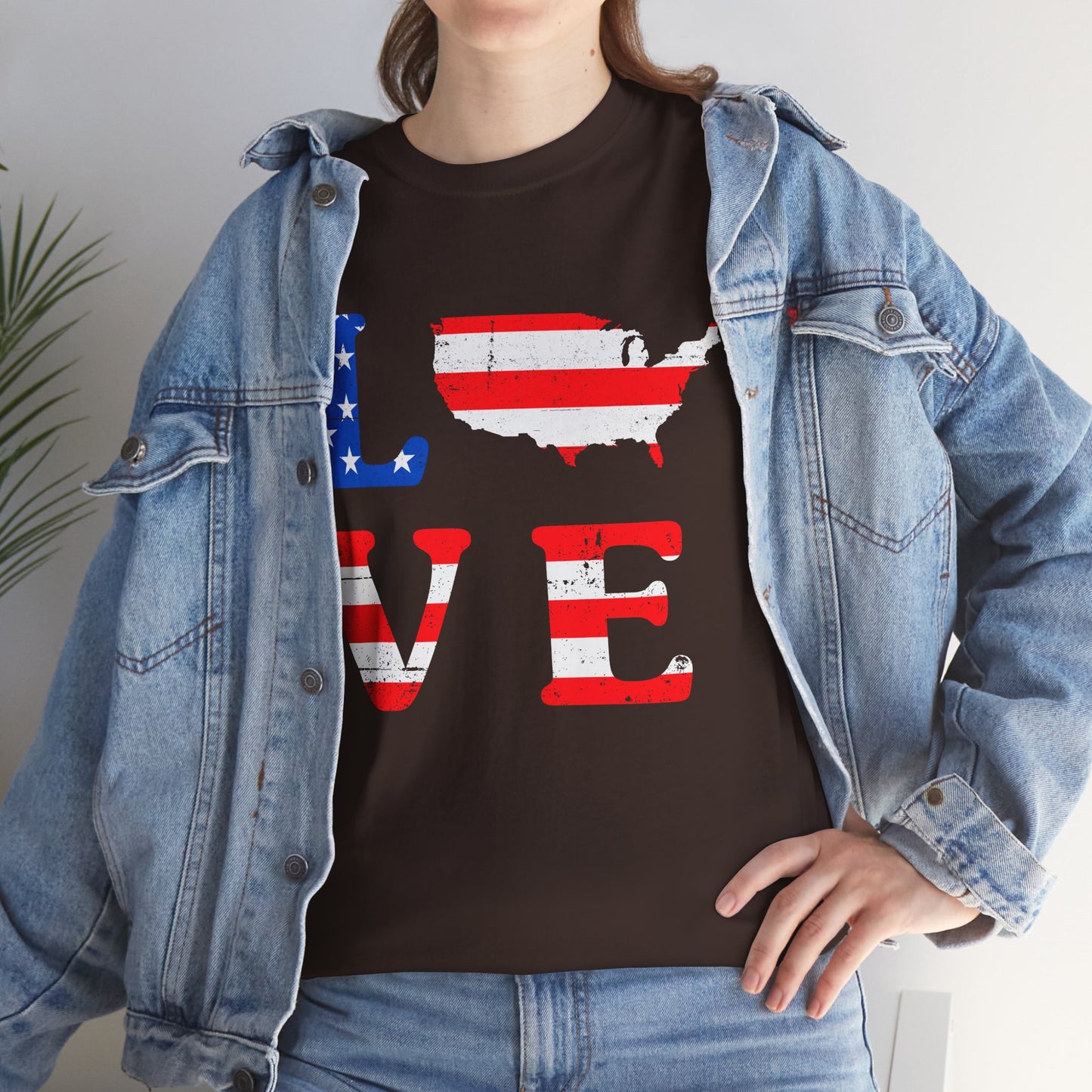 Patriotic Love Tee | Unisex Heavy Cotton T-Shirt, USA Love Shirt, 4th of July Gift, Casual Wear, Independence Day Apparel - 13696