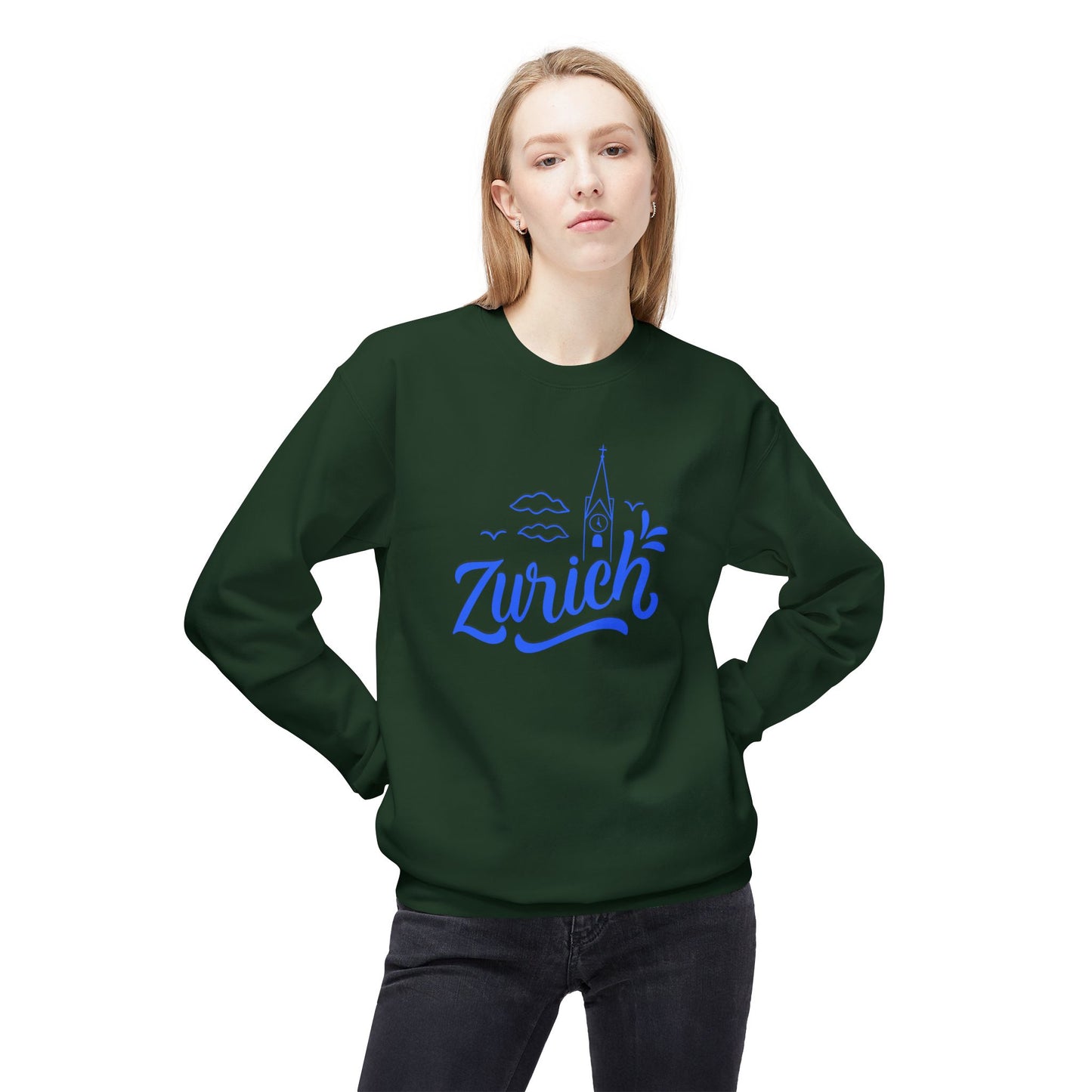 Zurich Unisex Crewneck Sweatshirt - Cozy Midweight Fleece - 12124