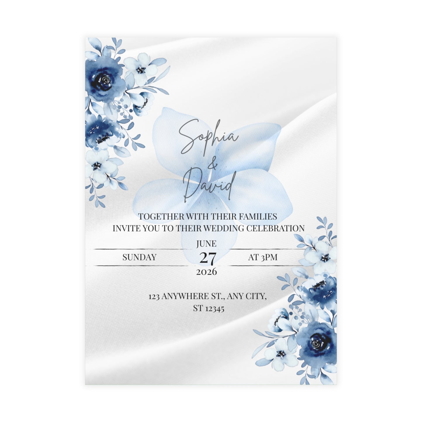 Custom Wedding Invitation with Flowers (envelopes included) - 14666