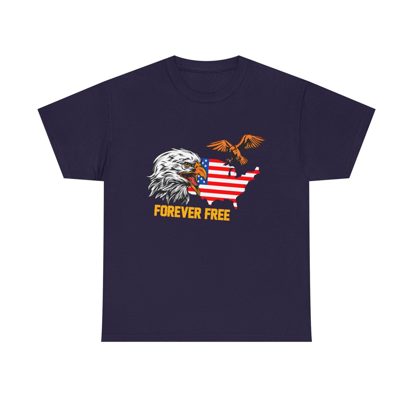 Unisex Heavy Cotton Tee with "Forever Free" Design - Perfect for Patriotic Events, July 4th Celebrations, Gifts, Summer Wear, Casual Outfits - 13692