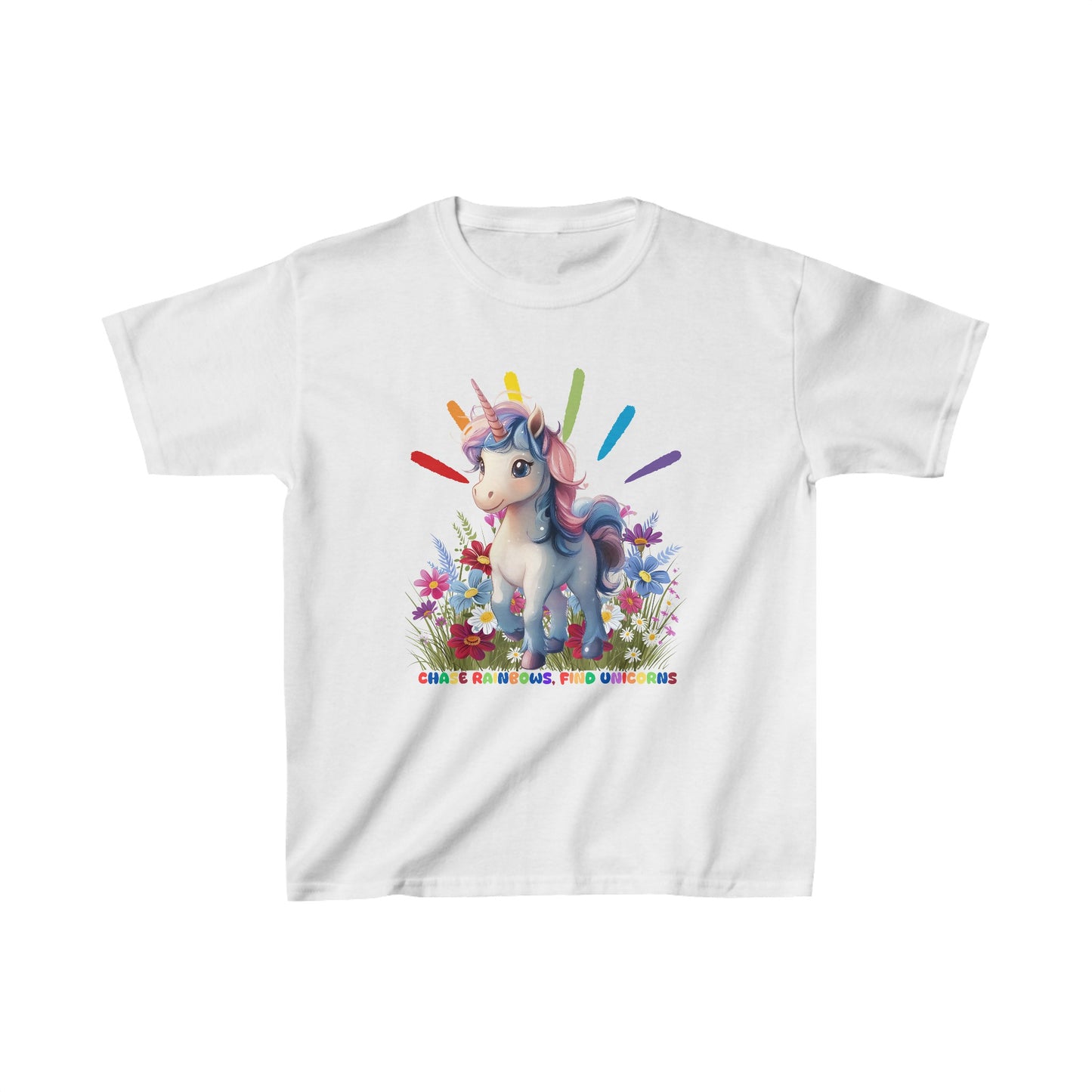 Chase Rainbows, Find Unicorns - Kids Heavy Cotton™ Tee