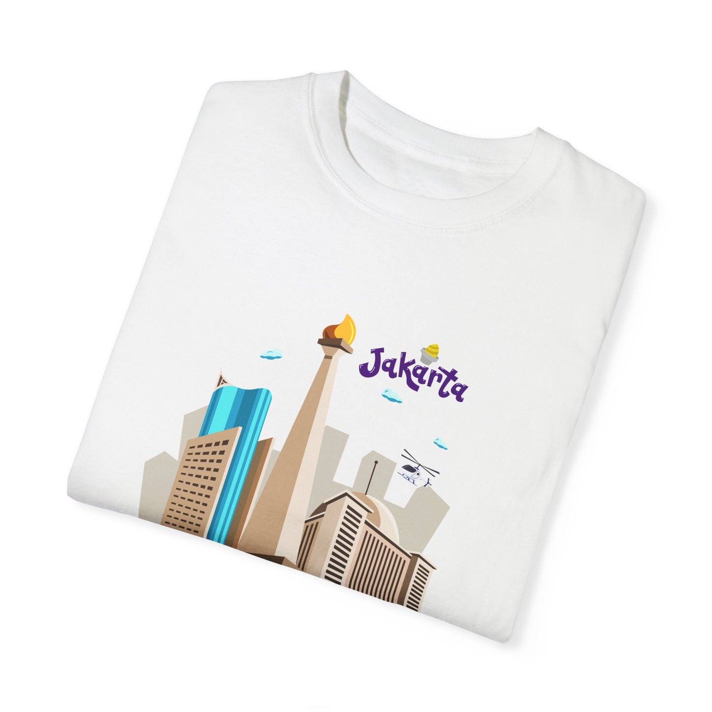 Jakarta Cityscape Unisex Garment-Dyed T-Shirt - Casual Travel Tee - 12129