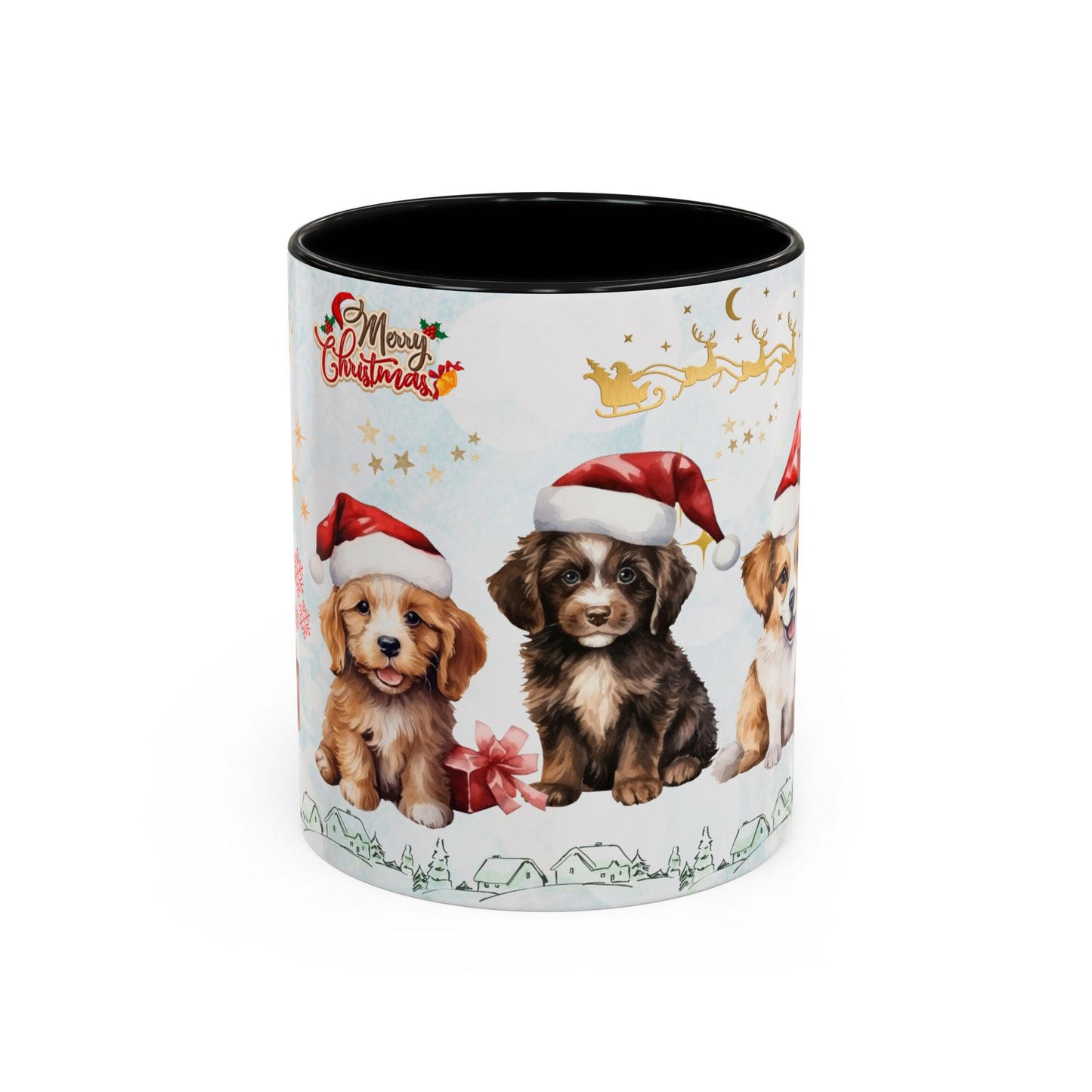 Merry Christmas, Puppies - Accent Coffee Mug (11, 15oz)