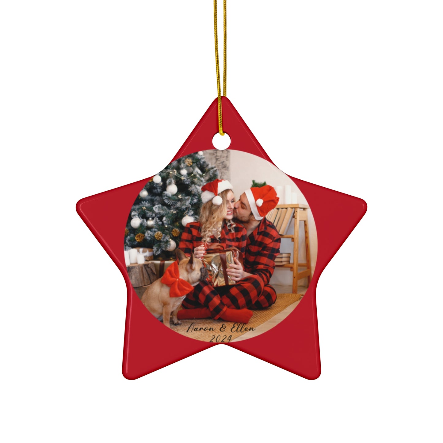 Christmas, Couple's Photo, Customizable- Ceramic Ornament, 4 Shapes - 10034