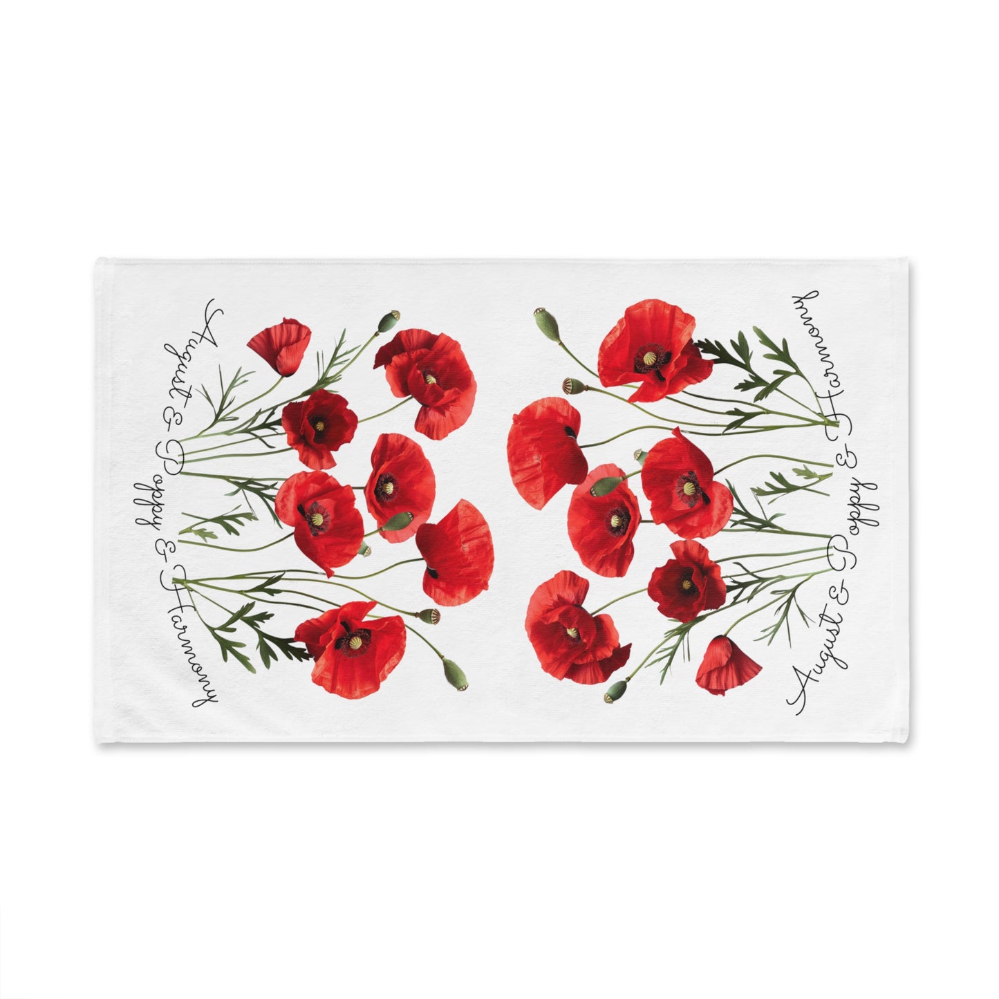 Happy Birthday August, Poppy - Hand Towel