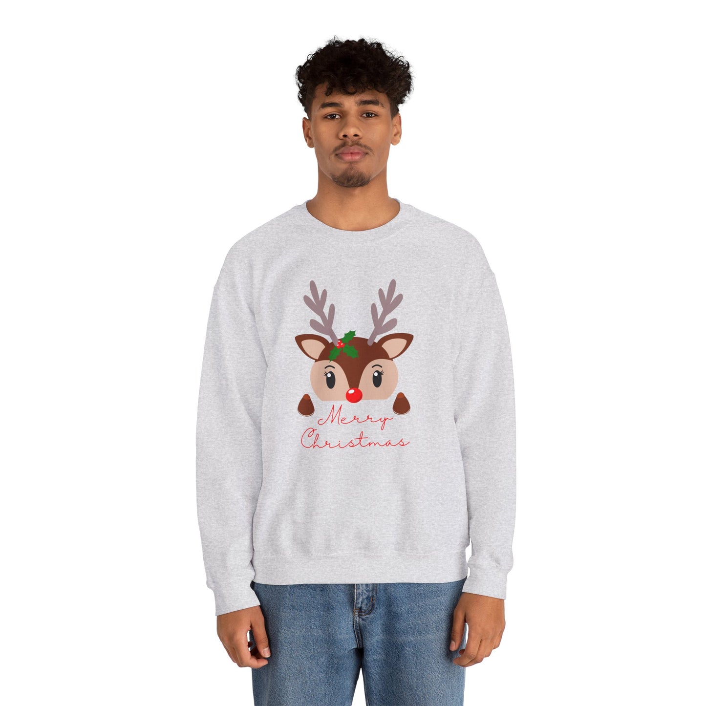 Reindeer, Merry Christmas - Unisex Heavy Blend™ Crewneck Sweatshirt