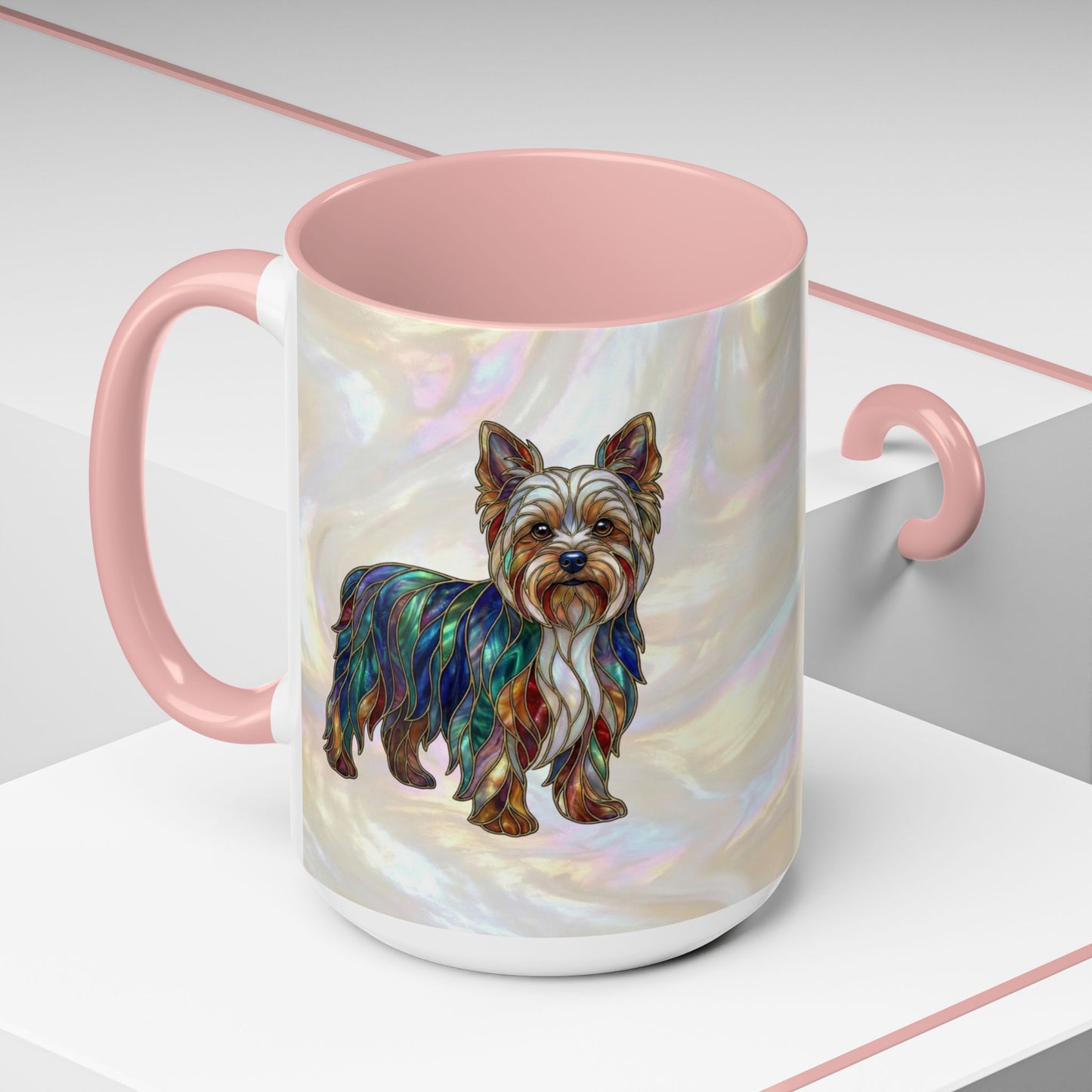 Yorkie Accent Coffee Mug – Stained Glass Design 11/15oz - 14653
