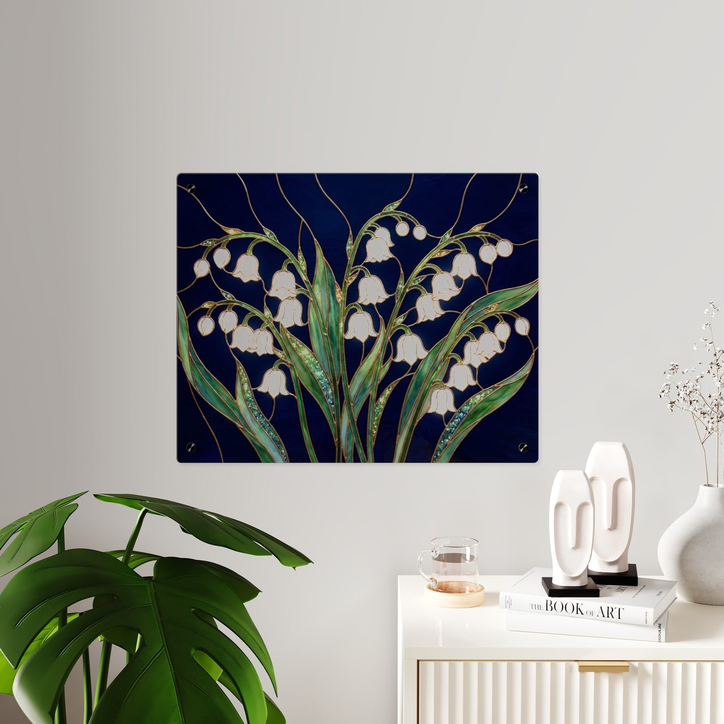 Lily of the Valley Acrylic Wall Art Panel — Botanical Floral Home Decor - 14603