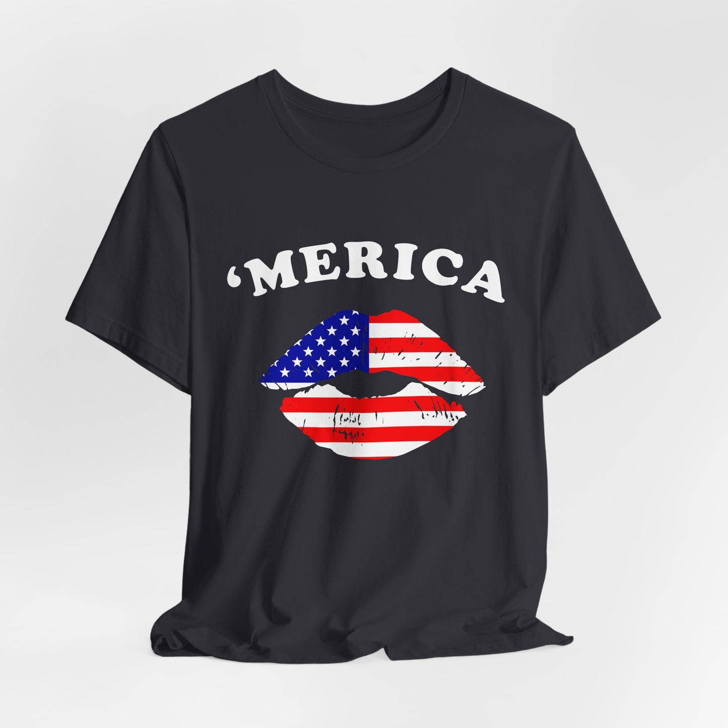 'Merica Unisex Jersey Tee, Patriotic Short Sleeve Shirt, USA Flag Design, Independence Day Apparel, Festival Wear, Summer Casual - 13519