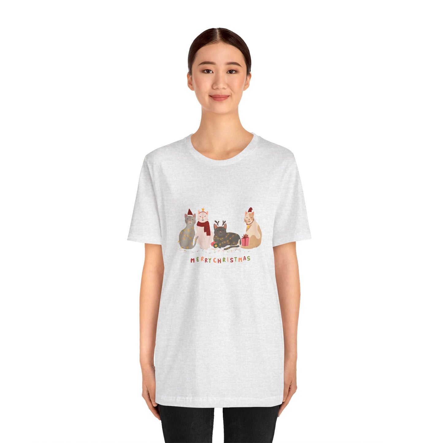 Cats, Merry Christmas - Unisex Jersey Short Sleeve Tee - 10283