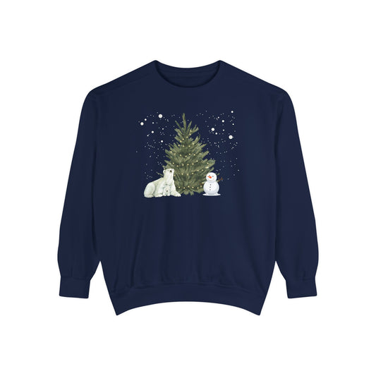 Polar Bear & Snowman - Unisex Garment-Dyed Sweatshirt - 10012