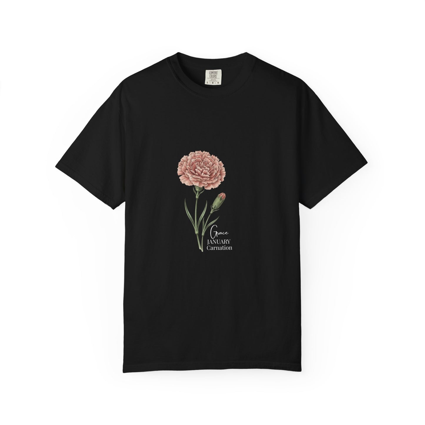 January Carnation Birth Flower T-Shirt – Customizable - 14672