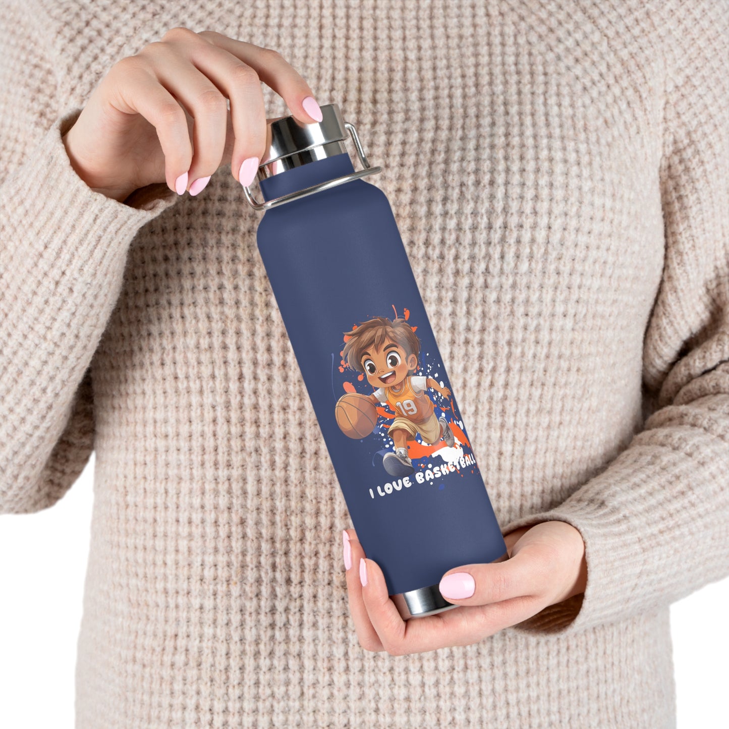 I Love Basketball - Copper Vacuum Insulated Bottle, 22oz