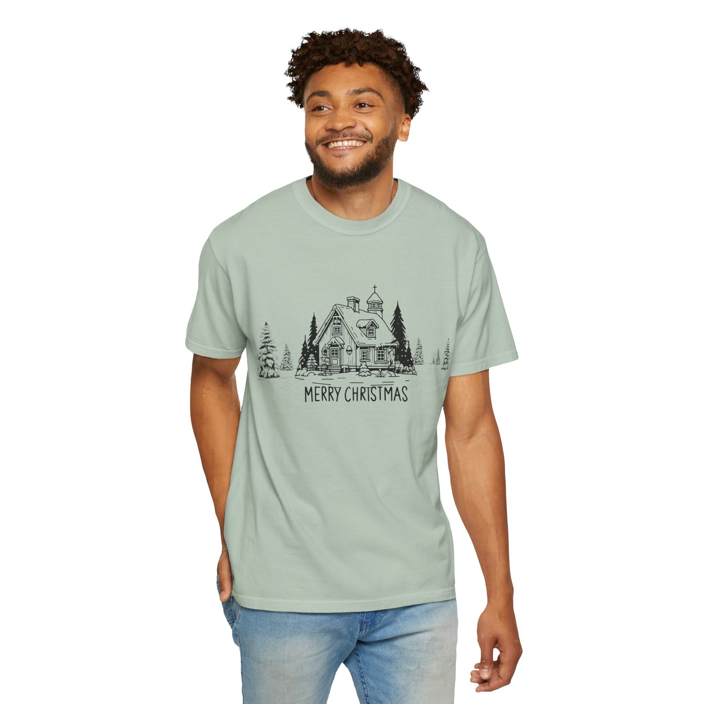 Merry Christmas, House - Unisex Garment-Dyed T-shirt - 10114