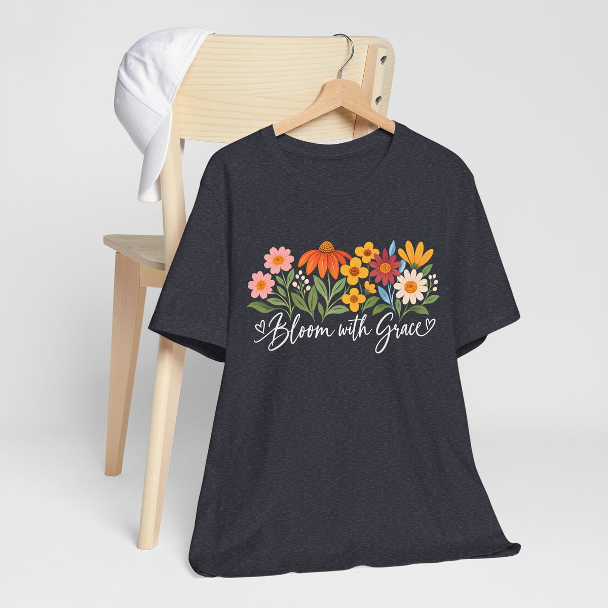 Bloom With Grace Floral T-Shirt, Women’s Inspirational Flower Tee - 14983