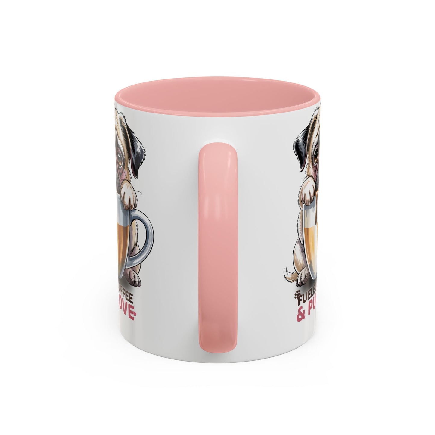 Pug Coffee Mug – Fueled by Coffee & Pug Love | Cute Dog Mom Gift, Accent Ceramic Mug - 14815