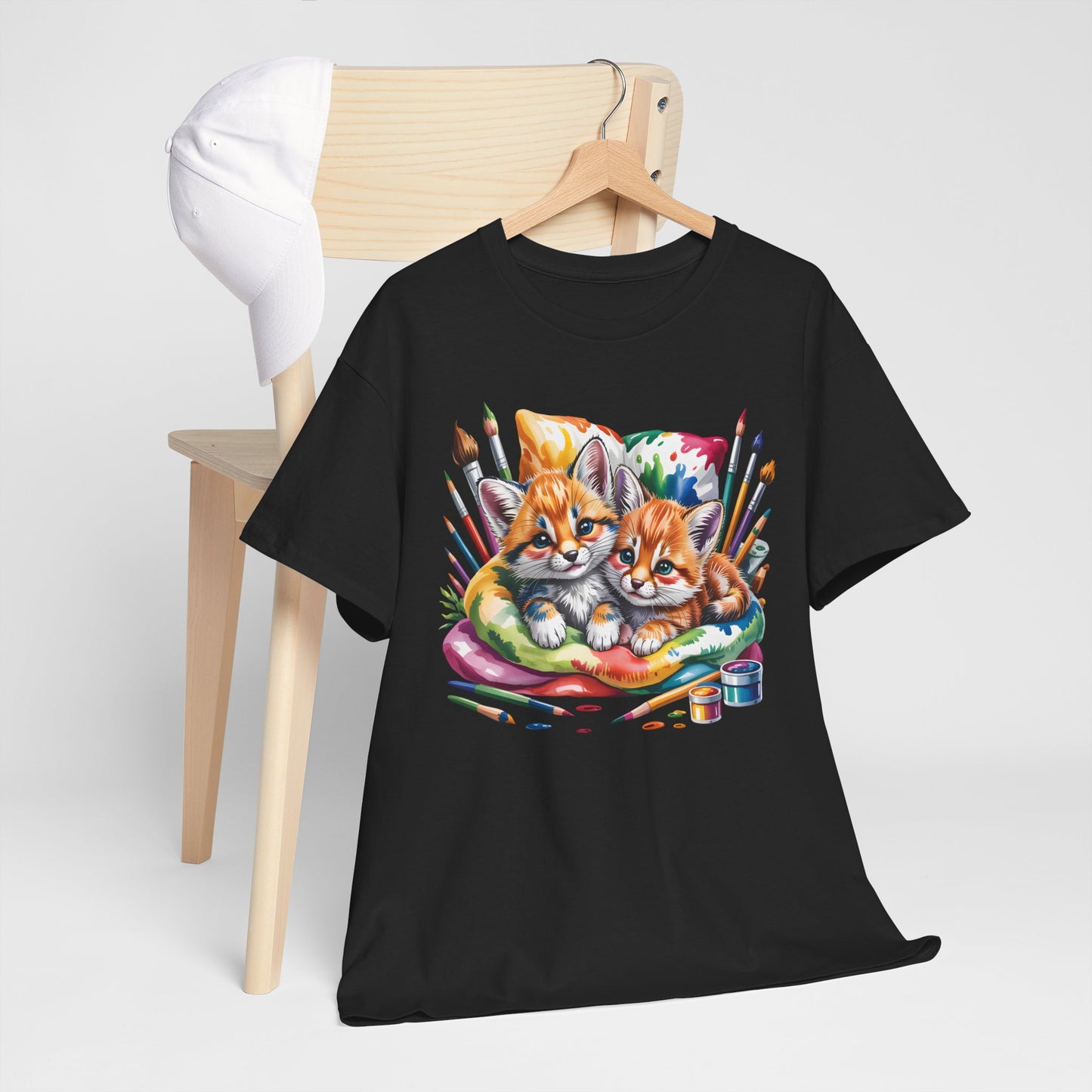 Artist Kittens T-Shirt — Cute Painting Cats Graphic Tee, Cat Lover Gift - 14866