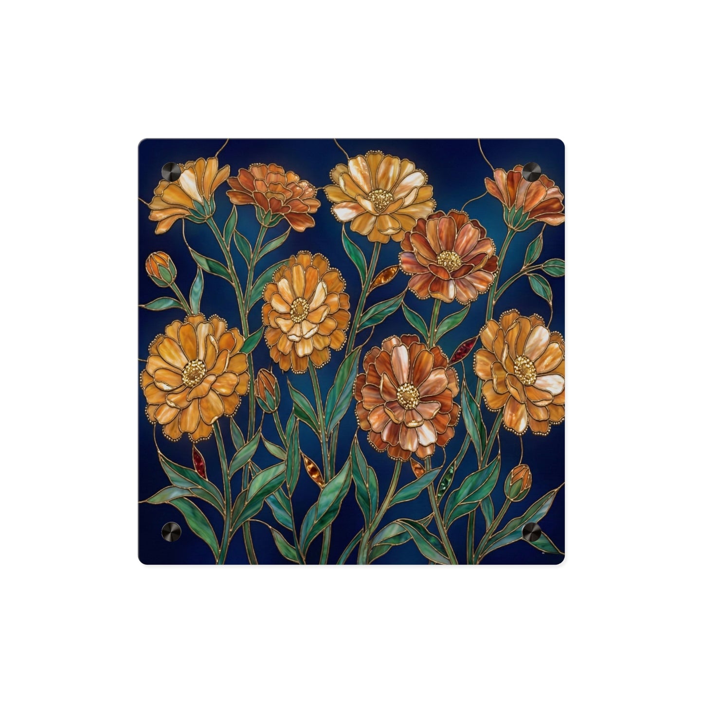 Marigold Bloom Acrylic Wall Art Panel — Botanical Floral Home Decor - 14608